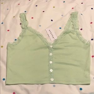 cute green pacsun cropped tank top